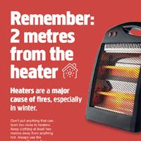 Remember: 2 metres from the heater A3 Poster
