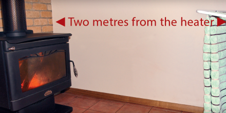 2m from the heater
