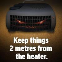 Keep things 2 metres from the heater A3