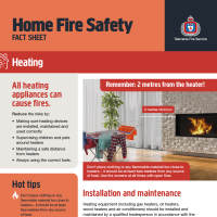 Home Fire Safety Fact Sheet - Heating fire safety